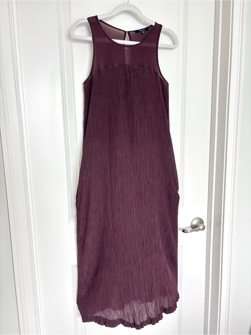 Madewell Cotton Midi Dress Mauve Sleeveless Textured Shift Dress Minimalist Size
